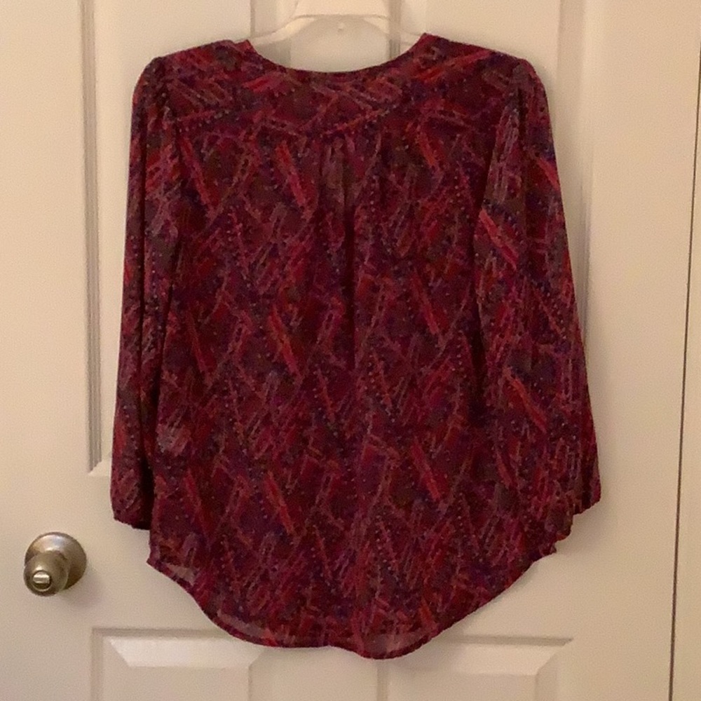Fun2fun Sheer, Berry Colored, Split Neck Blouse S… - image 2